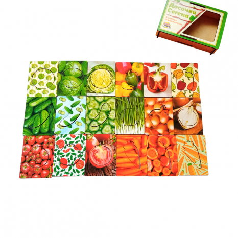 Дерев'яні пазли-сортер Дощечки Сегена Овочі Ubee ПСФ036