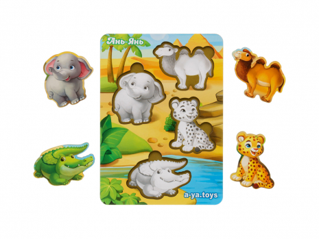 Вкладиші "Тварини Африки-2" (фон з підказкою) Ань-Янь. ПСФ060