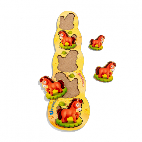 Деревянная рамка-вкладыш больше-меньше Лошадки Ubee ПСФ065