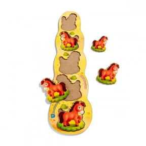 Деревянная рамка-вкладыш больше-меньше Лошадки Ubee ПСФ065