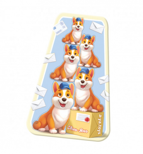 Деревянная рамка-вкладыш больше-меньше "Корги-почтальоны" Ubee ПСФ069