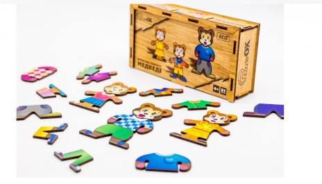Дерев'яна одягайка "Ведмедики " ТМ PuzzleOK 42121