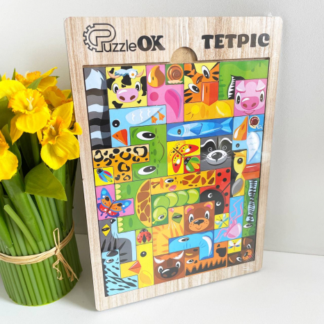 Розвиваючий дерев'яний "Тетріс Тварини" Puz-22924 PuzzleOK