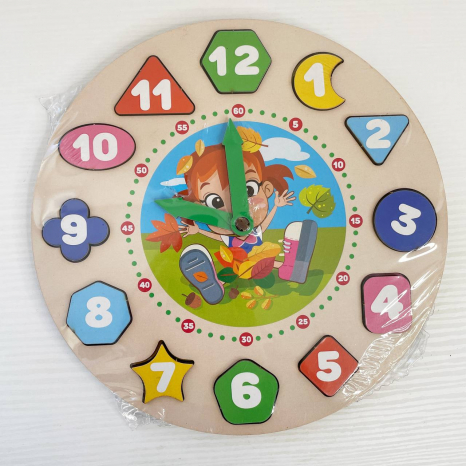 Дерев'яний сортер "Годинник" для дівчаток, PuzzleOk, Puz-22934