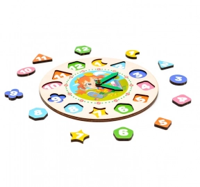 Дерев'яний сортер "Годинник" для дівчаток, PuzzleOk, Puz-22934