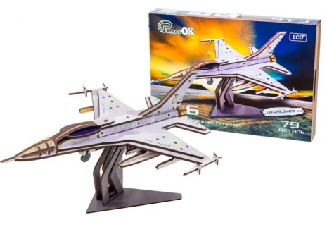 Дерев'яний 3D конструктор F16 79 дет. Puz-26913 PuzzleOK