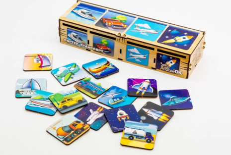 Дерев'яний сортер-монтессорі "Транспорт" PuzzleOk. Puz-34043