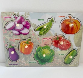 Дерев'яний сортер рамка - вкладка "Овочі", Puz-88740 PuzzleOk