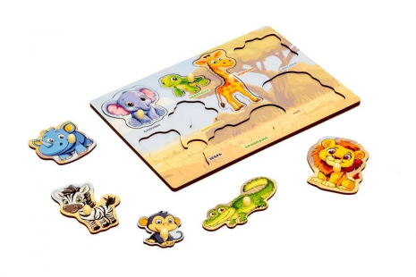 Дерев'яний сортер рамка - вкладка "Африканські тварини", Puz-88742 PuzzleOk