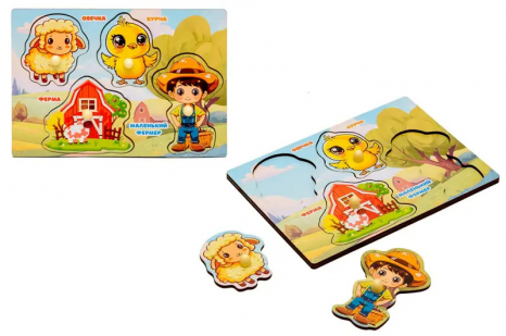 Дерев'яний сортер-вкладиш "Ферма" Puz-88744 PuzzleOk