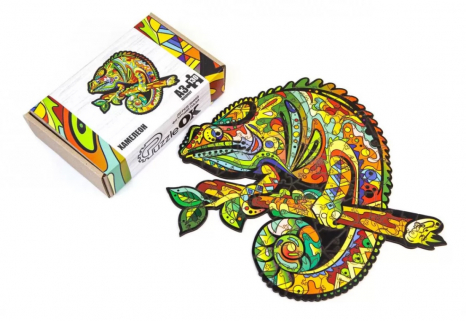 Фігурний дерев'яний пазл "Хамелеон" PuzzleOK. PuzA3-00745