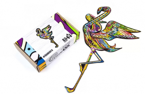 Фігурний дерев'яний пазл "Фламінго" PuzzleOK. PuzA3-00747