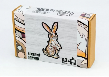 Фігурний дерев'яний пазл "Веселий зайчик" PuzzleOK. PuzA3-00760