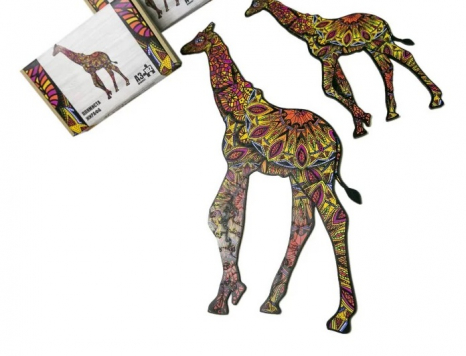 Фігурний дерев'яний пазл "Плямиста жирафа", розмір А3, PuzzleOK