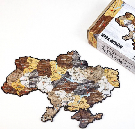 Фігурний дерев'яний пазл "Мапа України" А3