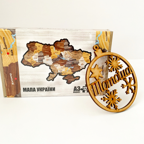Фігурний дерев'яний пазл "Мапа України" А3
