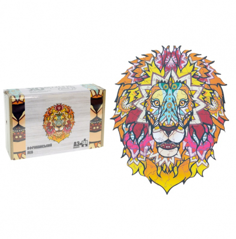 Фігурний дерев'яний пазл "Африканський лев", розмір А3, PuzzleOK