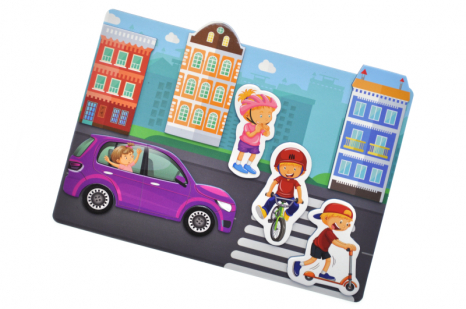 Магнитная игра "Город" QB600-001, 42 магниты и магнитная доска 