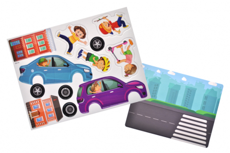 Магнитная игра "Город" QB600-001, 42 магниты и магнитная доска 