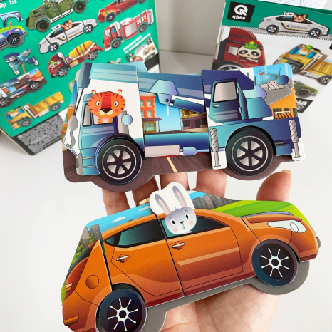 Магнитная игра "Транспорт" QB600-002, 48 магнитов, 2 основа-машинки р. 18*5*22,5 см qbee