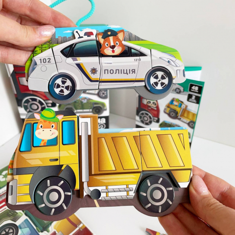 Магнитная игра "Транспорт" QB600-002, 48 магнитов, 2 основа-машинки р. 18*5*22,5 см qbee