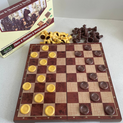 Набір 2 в 1 Шахи та шашки магнітні коробці QX2880-S