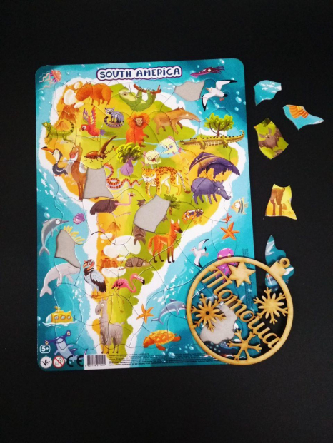 Картонні пазли в рамці Материки Південна Америка / Континенти Південна Америка (53 под.) Додо / Dodo