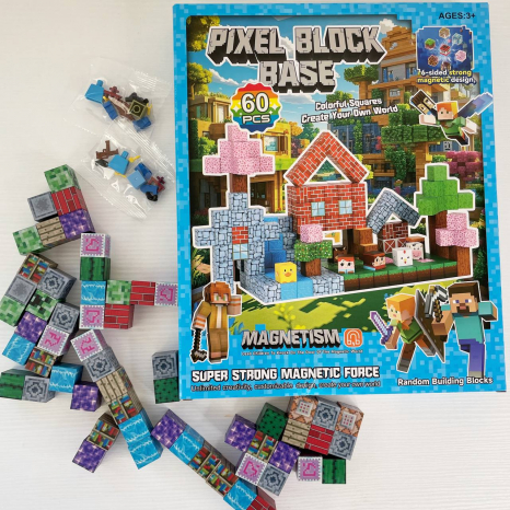 Магнітний конструктор RDF 999  60 елементів, 2 фігурки героїв, довжина ребра кубика 2 см, в коробці