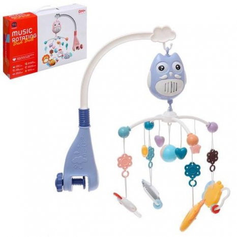 Детский мобиль карусель на кроватку с подвесками Голубой (погремушка, прорезыватели.) RT668-13
