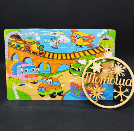 Дерев'яний пазл в рамці, 30 деталей "Транспорт"