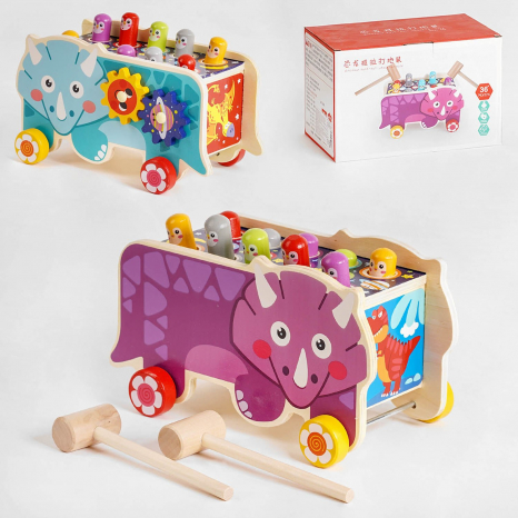 Дерев'яна стукалка - каталка Динозавр