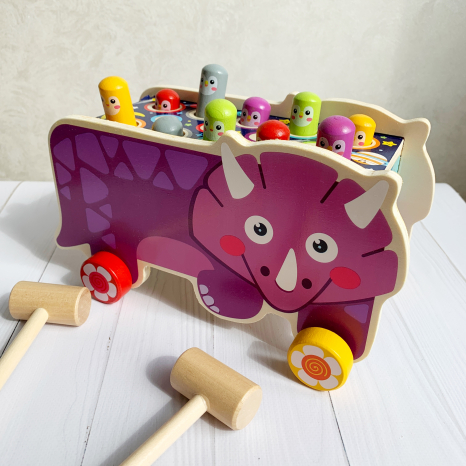 Дерев'яна стукалка - каталка Динозавр