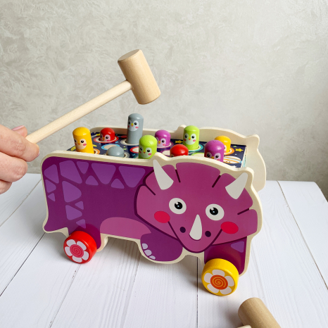 Дерев'яна стукалка - каталка Динозавр