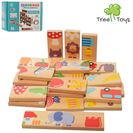 Дерев'яна іграшка Доміно - половинки, логічні ланцюжки
