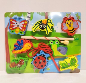 Дерев'яна рамка вкладка, магнітна риболовля, шнурівка Комахи