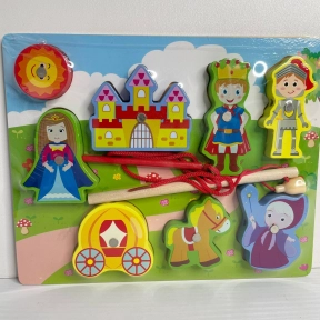 Дерев'яна рамка вкладка, магнітна риболовля, шнурівка Казки