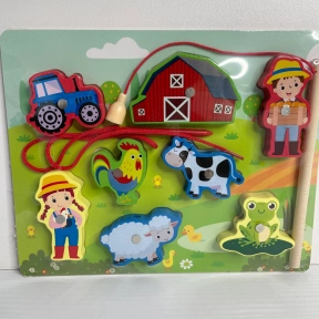 Деревянная рамка вкладыш, магнитная рыбалка, шнуровка Ферма