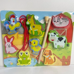 Дерев'яна рамка вкладка, магнітна риболовля, шнурівка Домашні тварини