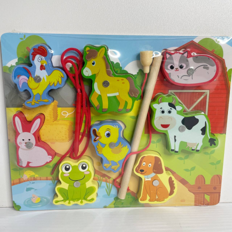 Дерев'яна рамка вкладка, магнітна риболовля, шнурівка Домашні тварини