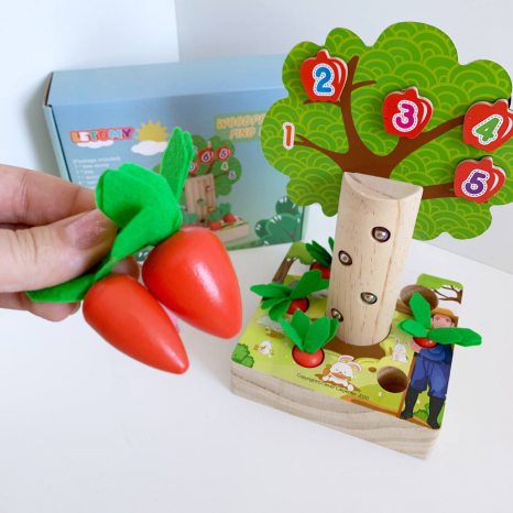 Дерев'яна магнітна Дерево: магнітна риболовля із хробачками, магнітні яблучка, сортер морквинки