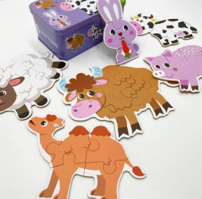 Пазли для малюків 6 в 1 Свійські тварини в металевій коробці С 58641