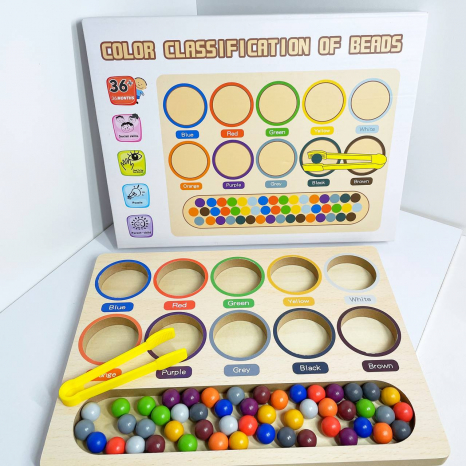 Дерев'яна логічна гра-сортер "Кольорові кульки". С 61683