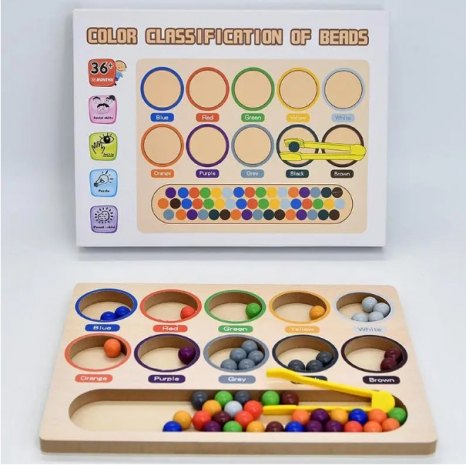 Дерев'яна логічна гра-сортер "Кольорові кульки". С 61683