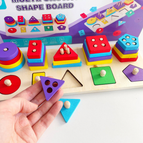 Дерев'яна іграшка Геометричний сортер 5 фігур (геометрик)