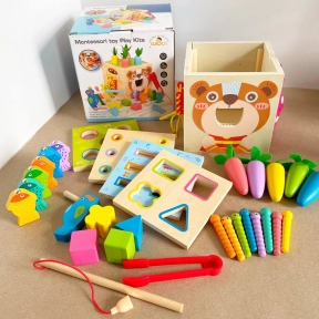 Деревянная игрушка многофункциональный куб Монтессори 8 в 1