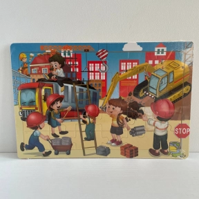 Дерев'яний пазл у рамці, 30 деталей "Будмайданчик"