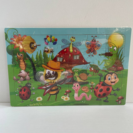 Дерев'яний пазл у рамці, 30 деталей "Комахи"