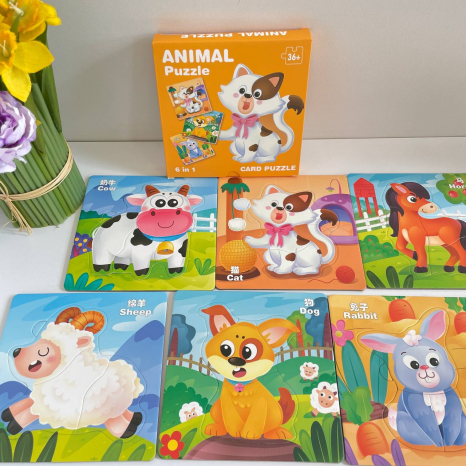 Пазли-вкладиші 6 дошок Тварини С 74365