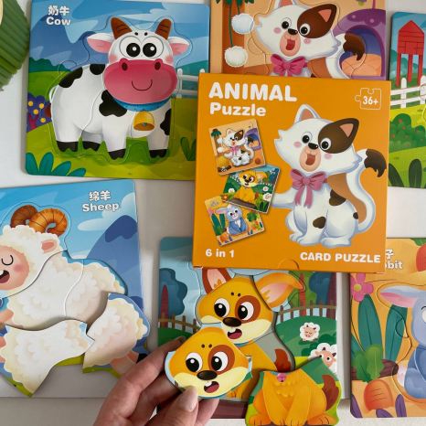 Пазли-вкладиші 6 дошок Тварини С 74365