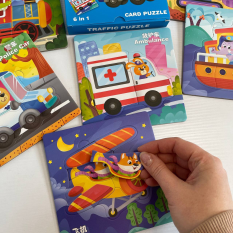 Пазли-вкладиші Транспорт 6 дошок 14*14см С 74366